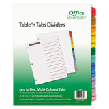 Table  n Tabs Dividers, 12-Tab, Jan. to Dec., 11 x 8.5, White, Assorted Tabs, 1 Set