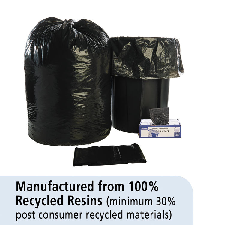 Total Recycled Content Plastic Trash Bags, 60 gal, 1.5 mil, 36  x 58 , Black/Brown, 100/Carton