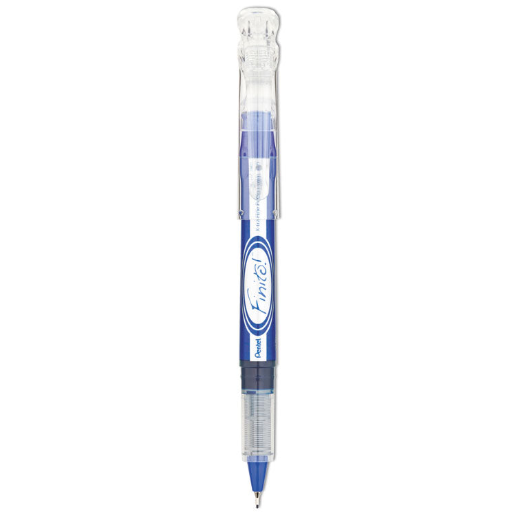 Finito! Porous Point Pen, Stick, Extra-Fine 0.4 mm, Blue Ink, Blue/Silver/Clear Barrel