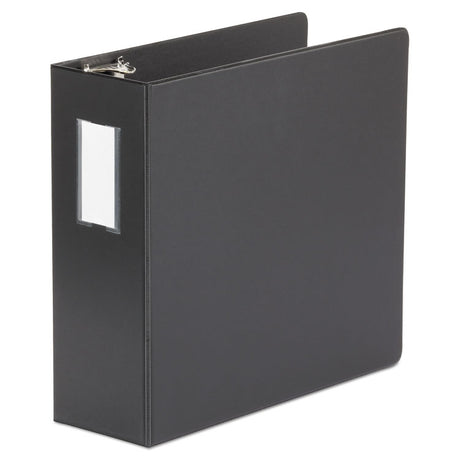 Deluxe Non-View D-Ring Binder with Label Holder, 3 Rings, 4" Capacity, 11 x 8.5, Black