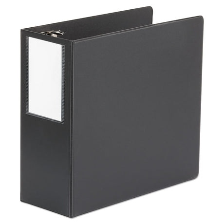 Deluxe Non-View D-Ring Binder with Label Holder, 3 Rings, 5" Capacity, 11 x 8.5, Black