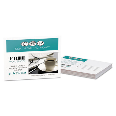 Printable Postcards, Laser, 80 lb, 4.25 x 5.5, Uncoated White, 200 Cards, 4 Cards/Sheet, 50 Sheets/Box