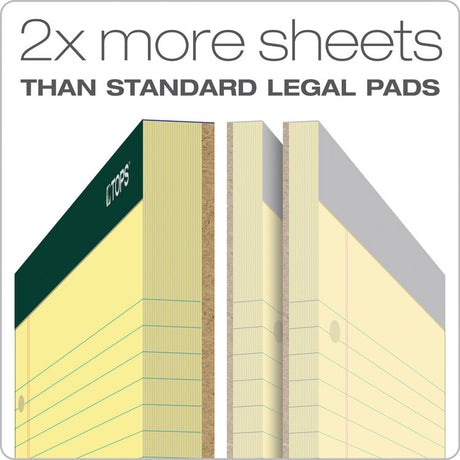 Double Docket Ruled Pads, Wide/Legal Rule, 100 Canary-Yellow 8.5 x 11.75 Sheets, 6/Pack