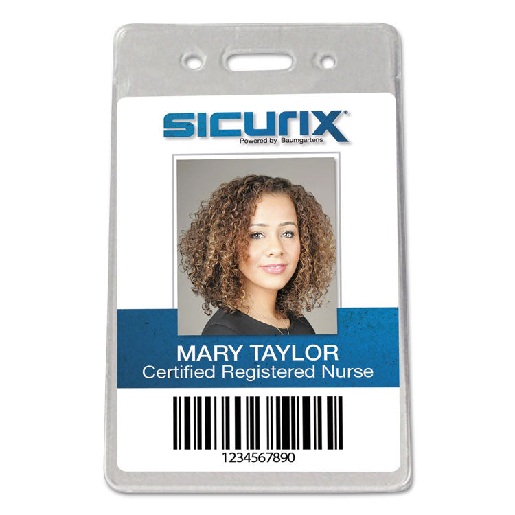 Sicurix Proximity Badge Holder, Vertical, 2 1/2w x 4 1/2h, Clear, 50/Pack