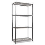 Wire Shelving Starter Kit, Four-Shelf, 36w x 18d x 72h, Black Anthracite