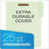 Heavy-Duty Pressboard Folders with Embossed Fasteners, 1/3-Cut Tabs, 3" Expansion, 2 Fasteners, Letter Size, Green, 25/Box