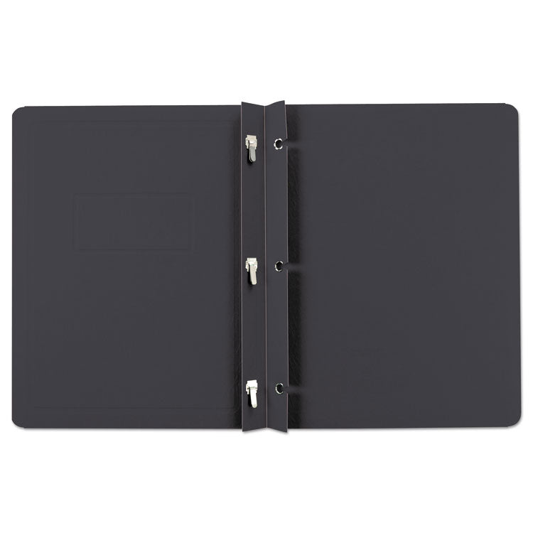 Title Panel and Border Front Report Cover, Three-Prong Fastener, 0.5" Capacity, 8.5 x 11, Black/Black, 25/Box