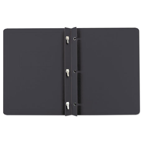 Title Panel and Border Front Report Cover, Three-Prong Fastener, 0.5" Capacity, 8.5 x 11, Black/Black, 25/Box