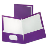 Two-Pocket Laminated Folder, 100-Sheet Capacity, 11 x 8.5, Metallic Purple, 25/Box