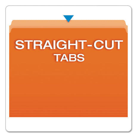 Colored File Folders, Straight Tabs, Letter Size, Orange/Light Orange, 100/Box