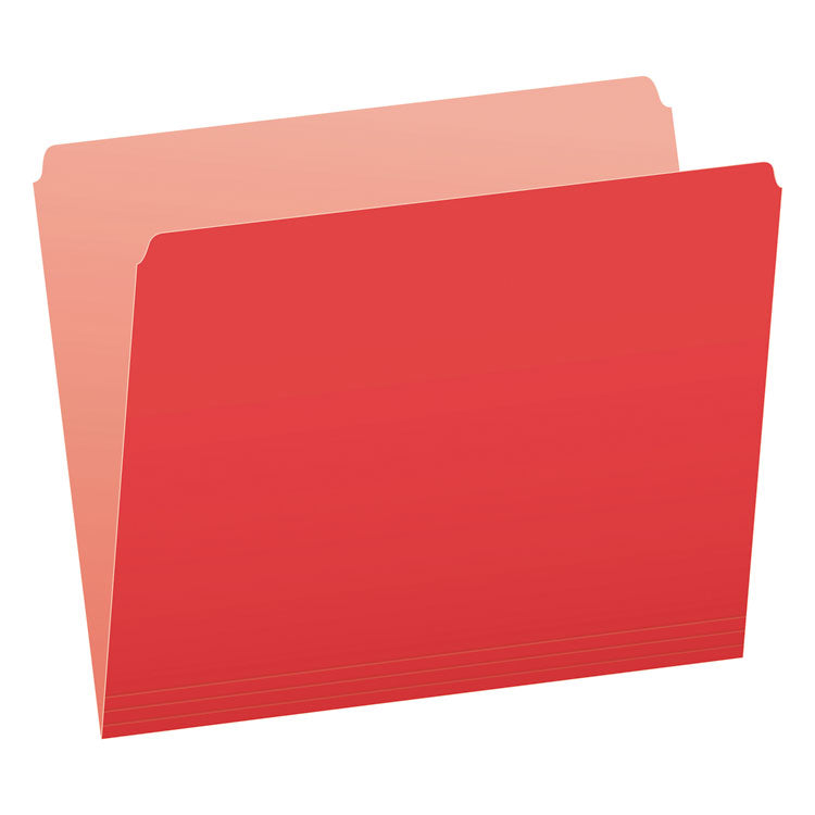 Colored File Folders, Straight Tabs, Letter Size, Red/Light Red, 100/Box