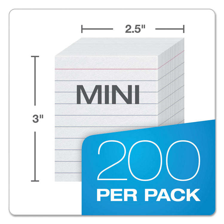 Ruled Mini Index Cards, 3 x 2.5, White, 200/Pack