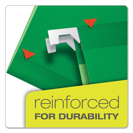 Colored Reinforced Hanging Folders, Legal Size, 1/5-Cut Tabs, Bright Green, 25/Box