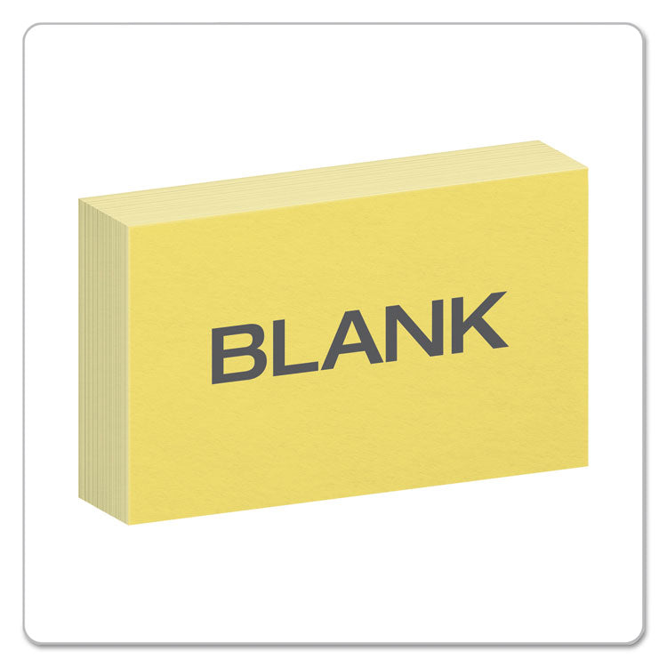 Unruled Index Cards, 3 x 5, Canary, 100/Pack