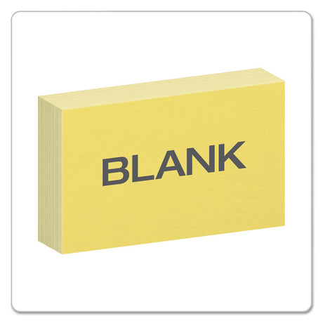 Unruled Index Cards, 3 x 5, Canary, 100/Pack