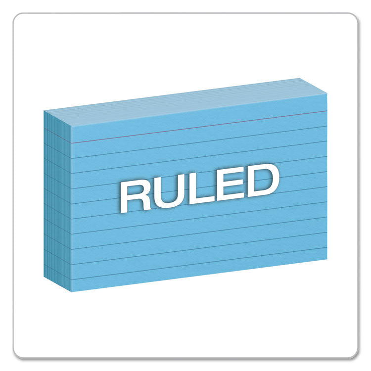 Ruled Index Cards, 3 x 5, Blue, 100/Pack