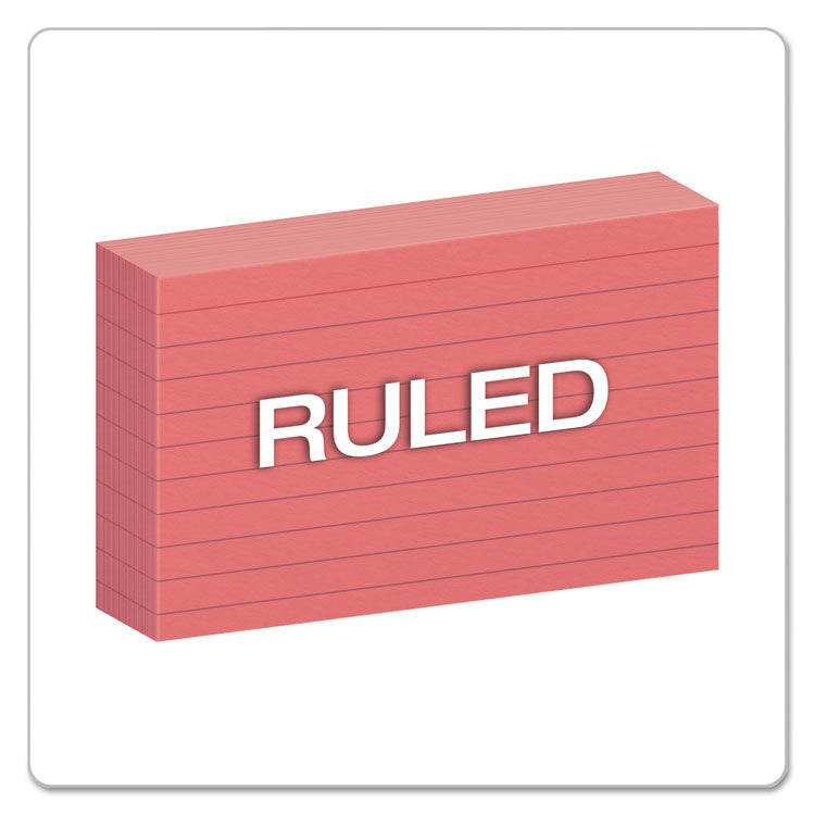 Ruled Index Cards, 3 x 5, Cherry, 100/Pack