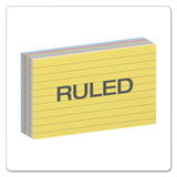 Ruled Index Cards, 3 x 5, Blue/Violet/Canary/Green/Cherry, 100/Pack