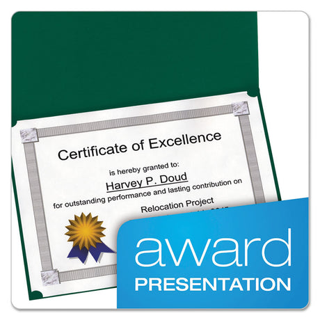 Certificate Holder, 11.25 x 8.75, Green, 5/Pack