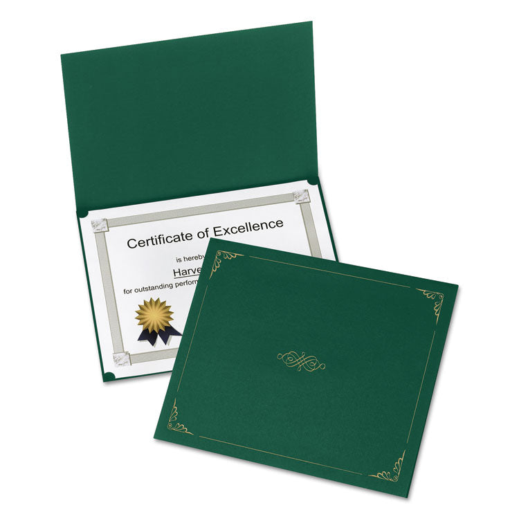 Certificate Holder, 11.25 x 8.75, Green, 5/Pack