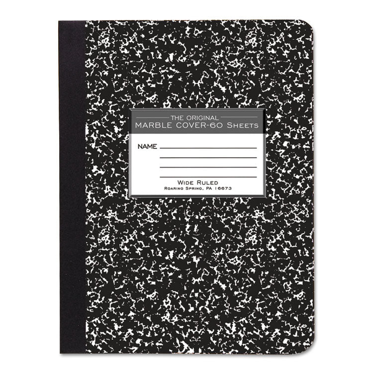 Marble Cover Composition Book, Wide/Legal Rule, Black Marble Cover, (60) 9.75 x 7.5 Sheets