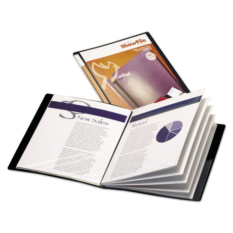 ShowFile Display Book with Custom Cover Pocket, 24 Letter-Size Sleeves, Black
