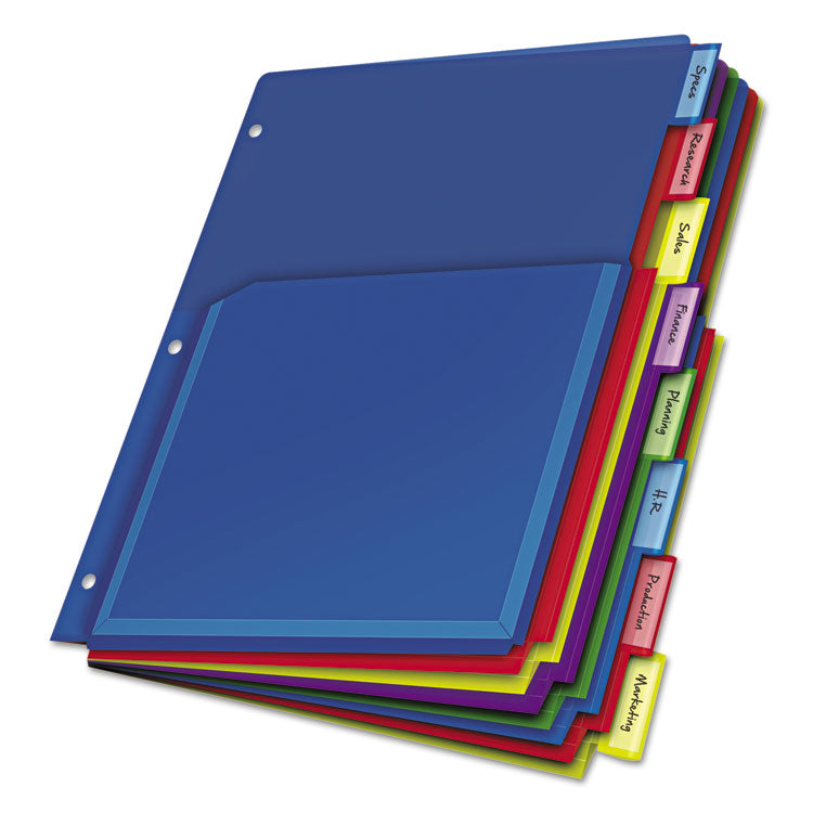 Expanding Pocket Index Dividers, 8-Tab, 11 x 8.5, Assorted, 1 Set