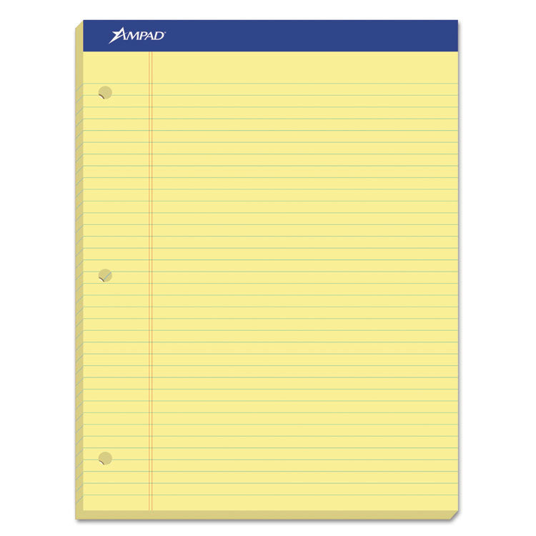 Double Sheet Pads, Medium/College Rule, 100 Canary-Yellow 8.5 x 11.75 Sheets