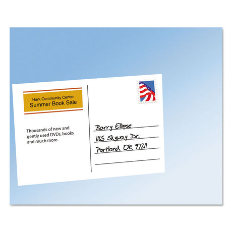 Printable Postcards, Laser, 80 lb, 4 x 6, Uncoated White, 100 Cards, 2/Cards/Sheet, 50 Sheets/Box
