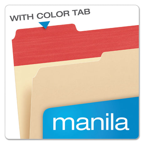 Color Tab File Folders, 1/3-Cut Tabs: Assorted, Letter Size, 0.75" Expansion, Manila, 50/Box