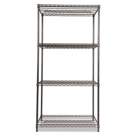 Wire Shelving Starter Kit, Four-Shelf, 36w x 24d x 72h, Black Anthracite