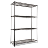 NSF Certified Industrial Four-Shelf Wire Shelving Kit, 48w x 18d x 72h, Black