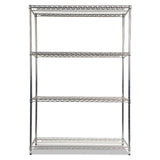 NSF Certified Industrial Four-Shelf Wire Shelving Kit, 48w x 18d x 72h, Silver