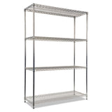 NSF Certified Industrial Four-Shelf Wire Shelving Kit, 48w x 18d x 72h, Silver