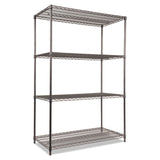 Wire Shelving Starter Kit, Four-Shelf, 48w x 24d x 72h, Black Anthracite