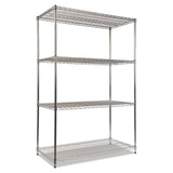 NSF Certified Industrial Four-Shelf Wire Shelving Kit, 48w x 24d x 72h, Silver