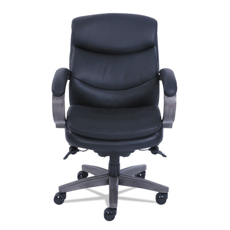 Woodbury Mid-Back Executive Chair, Supports Up to 300 lb, 18.75  to 21.75  Seat Height, Black Seat/Back, Weathered Gray Base