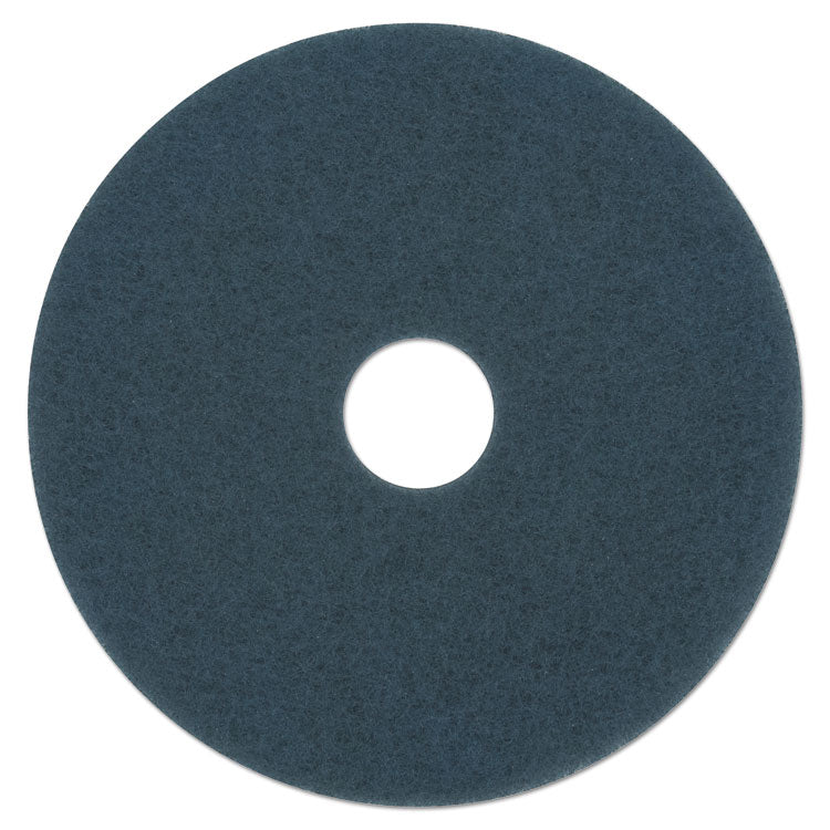 Scrubbing Floor Pads, 16" Diameter, Blue, 5/Carton