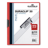 DuraClip Report Cover, Clip Fastener, 8.5 x 11 , Clear/Red, 25/Box