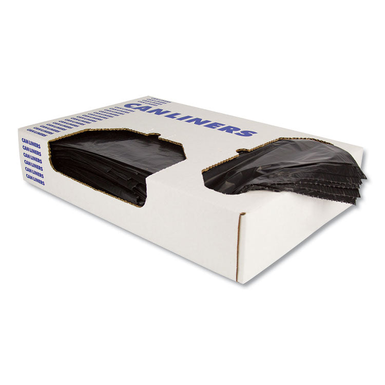 Linear Low-Density Can Liners, 10 gal, 0.55 mil, 24  x 23 , Black, Flat Pack, 500/Carton