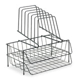 Wire Double Tray with Step File Sorter, 8 Sections, Letter Size Files, 13.88" x 10.13" x 14", Black