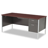 34000 Series Right Pedestal Desk, 66" x 30" x 29.5", Mahogany/Charcoal