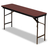 OfficeWorks Commercial Wood-Laminate Folding Table, Rectangular, 60  x 18  x 29 , Mahogany Top, Brown Base