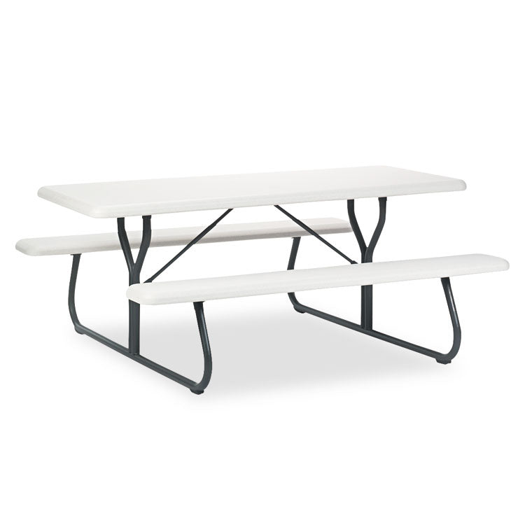IndestrucTable Classic Picnic Table, Rectangular, 72  x 30  x 29 , Platinum/Gray