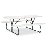 IndestrucTable Classic Picnic Table, Rectangular, 72  x 30  x 29 , Platinum/Gray
