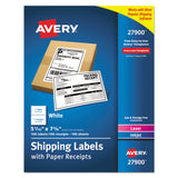 Shipping Labels with Paper Receipt Bulk Pack, Inkjet/Laser Printers, 5.06 x 7.63, White, 100/Box