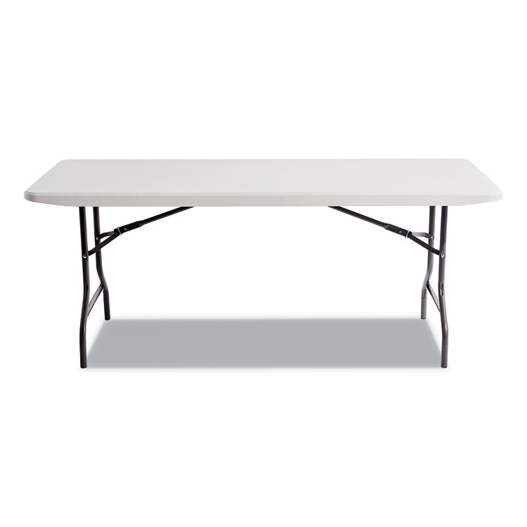 Resin Rectangular Folding Table, Square Edge, 72w x 30d x 29h, Platinum