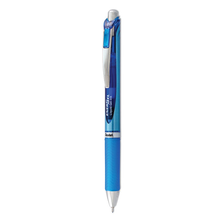 EnerGel RTX Gel Pen, Retractable, Medium 0.7 mm, Blue Ink, Blue/Light Blue Barrel