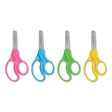 For Kids Scissors, Blunt Tip, 5" Long, 1.75" Cut Length, Assorted Straight Handles, 12/Pack