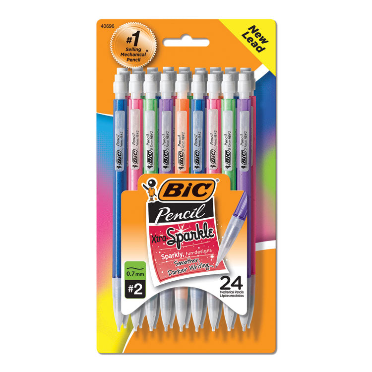 Xtra-Sparkle Mechanical Pencil Value Pack, 0.7 mm, HB (#2), Black Lead, Assorted Barrel Colors, 24/Pack